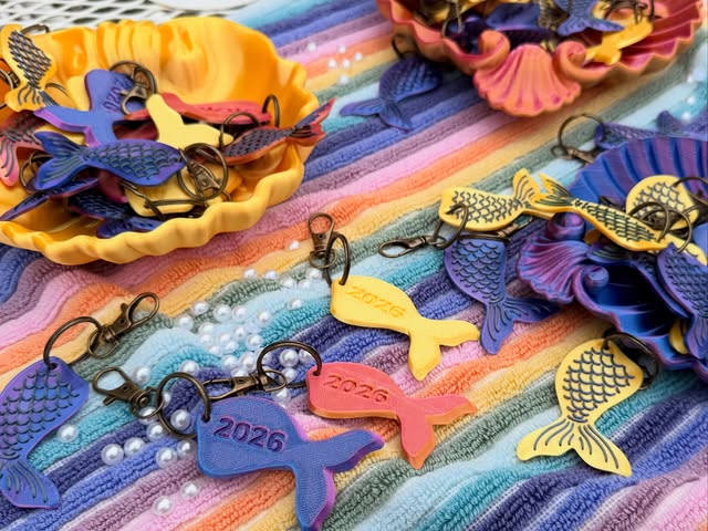 Colorful personalized 3D mermaid keychains